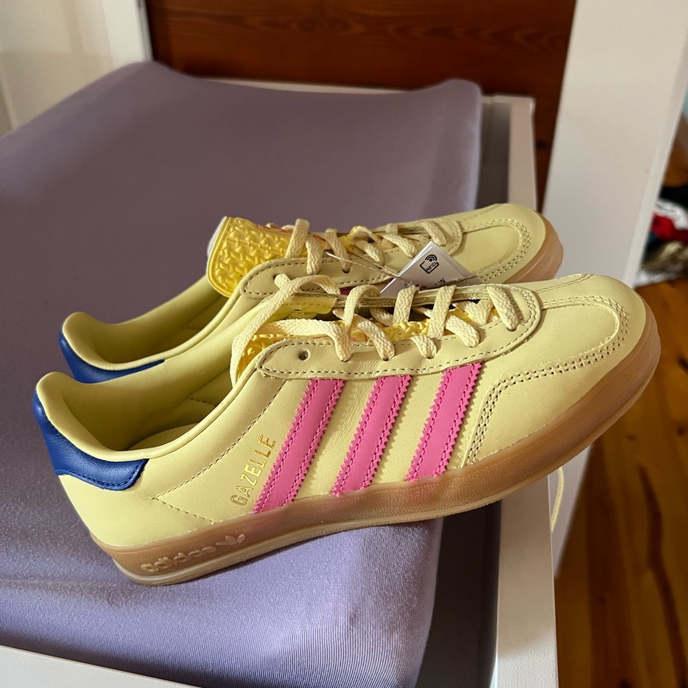 Adidas Gazelle Yellow and Pink Shoes